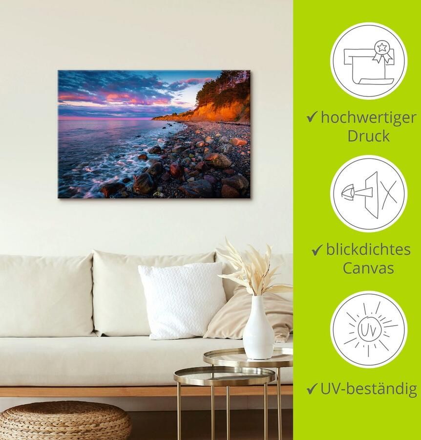 Artland Artprint op linnen Zonsondergang aan de steile oever - Foto 3