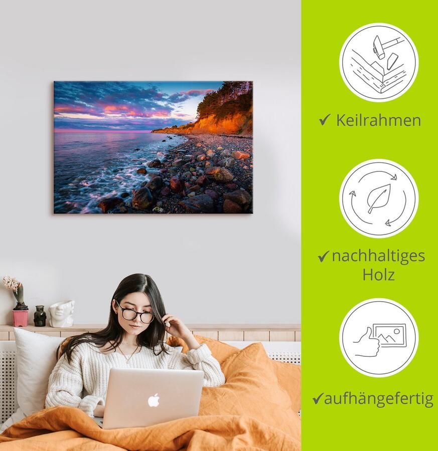 Artland Artprint op linnen Zonsondergang aan de steile oever - Foto 2