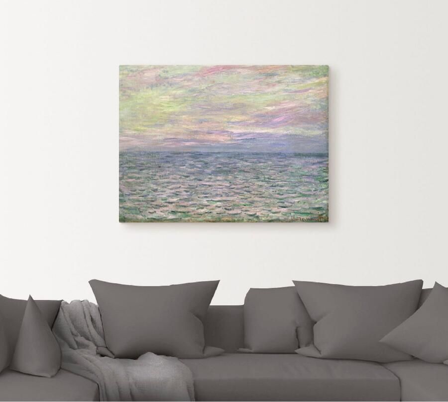 Artland Artprint op linnen Zonsondergang boven de zee Pourville - Foto 4