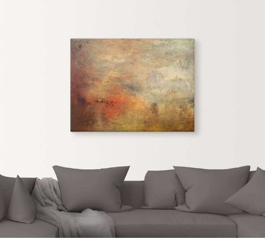 Artland Artprint op linnen Zonsondergang boven een meer. 1840 - Foto 4