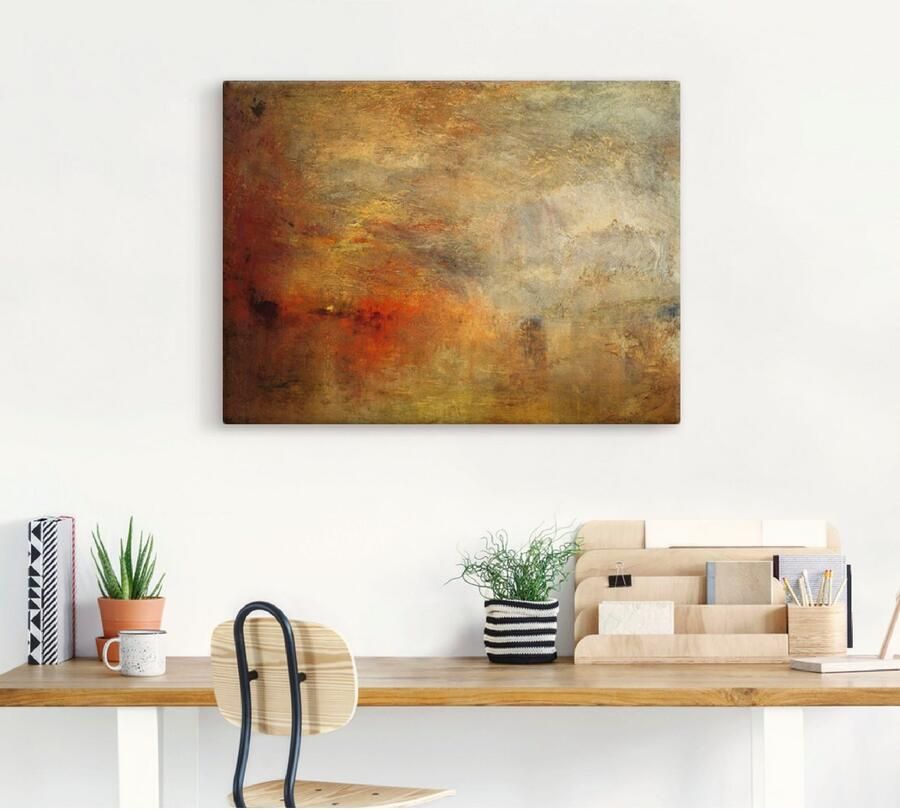 Artland Artprint op linnen Zonsondergang boven een meer. 1840 - Foto 3