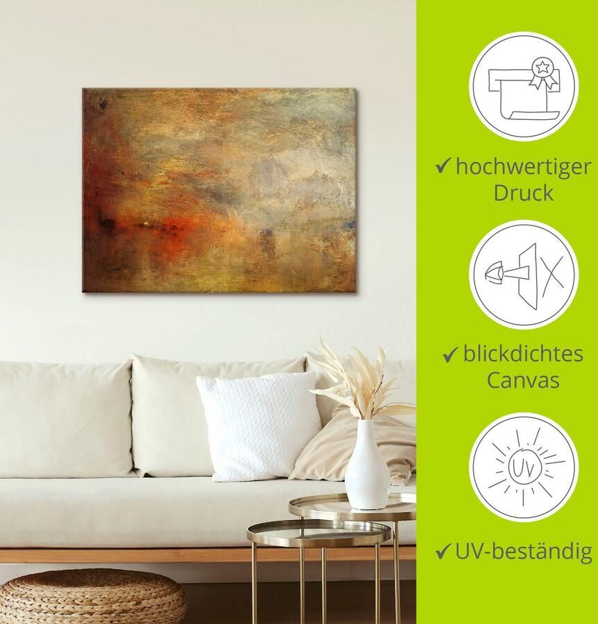 Artland Artprint op linnen Zonsondergang boven een meer. 1840 - Foto 2