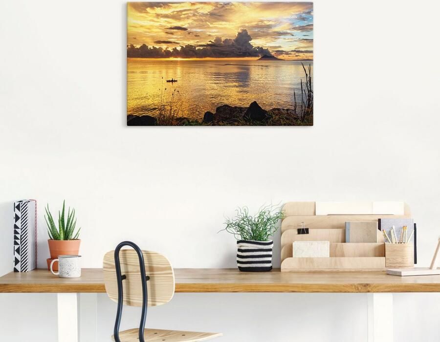 Artland Artprint op linnen Zonsondergang met een boot - Foto 5