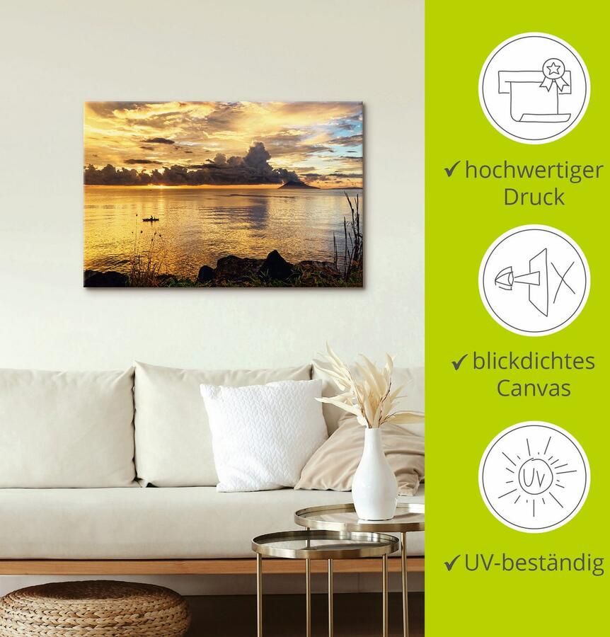 Artland Artprint op linnen Zonsondergang met een boot - Foto 3