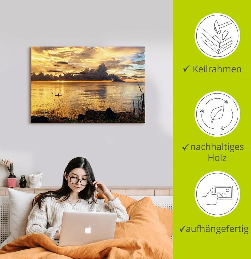 Artland Artprint op linnen Zonsondergang met een boot - Foto 2