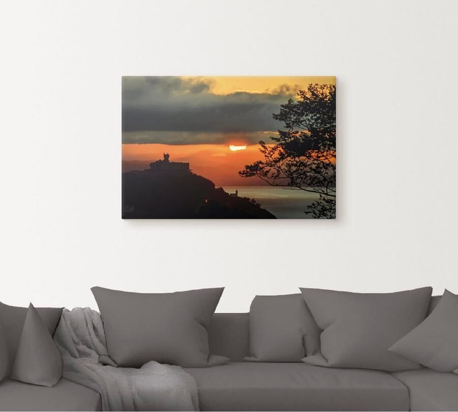 Artland Artprint op linnen Zonsondergang San Sebastian Donostia - Foto 4