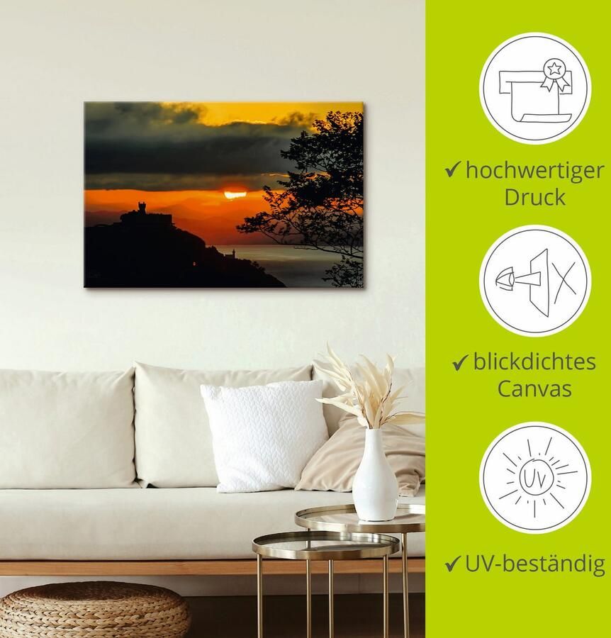 Artland Artprint op linnen Zonsondergang San Sebastian Donostia - Foto 2