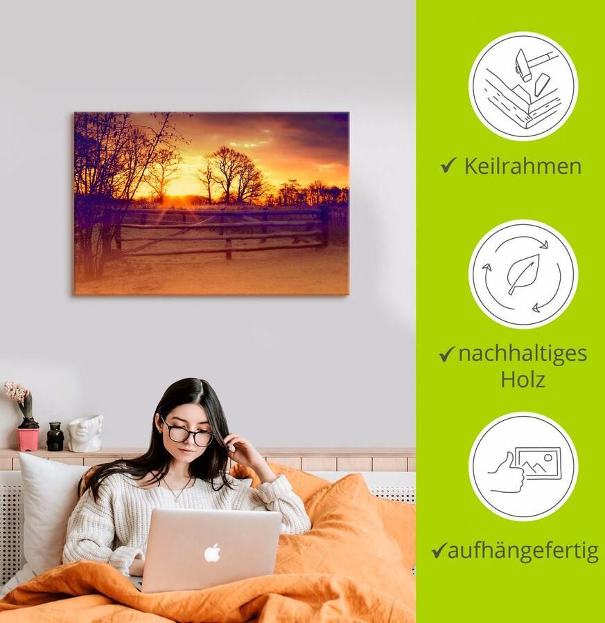 Artland Artprint op linnen Zonsopkomst in februari - Foto 2