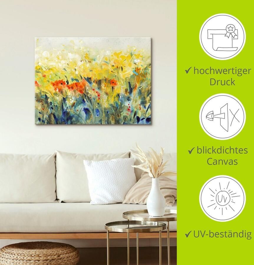 Artland Artprint op linnen Zwierige bloemen II gespannen op een spieraam - Foto 3