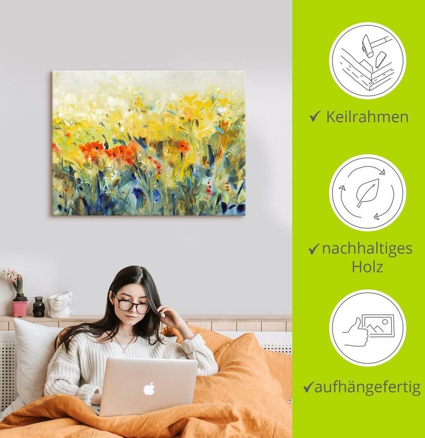 Artland Artprint op linnen Zwierige bloemen II gespannen op een spieraam - Foto 2