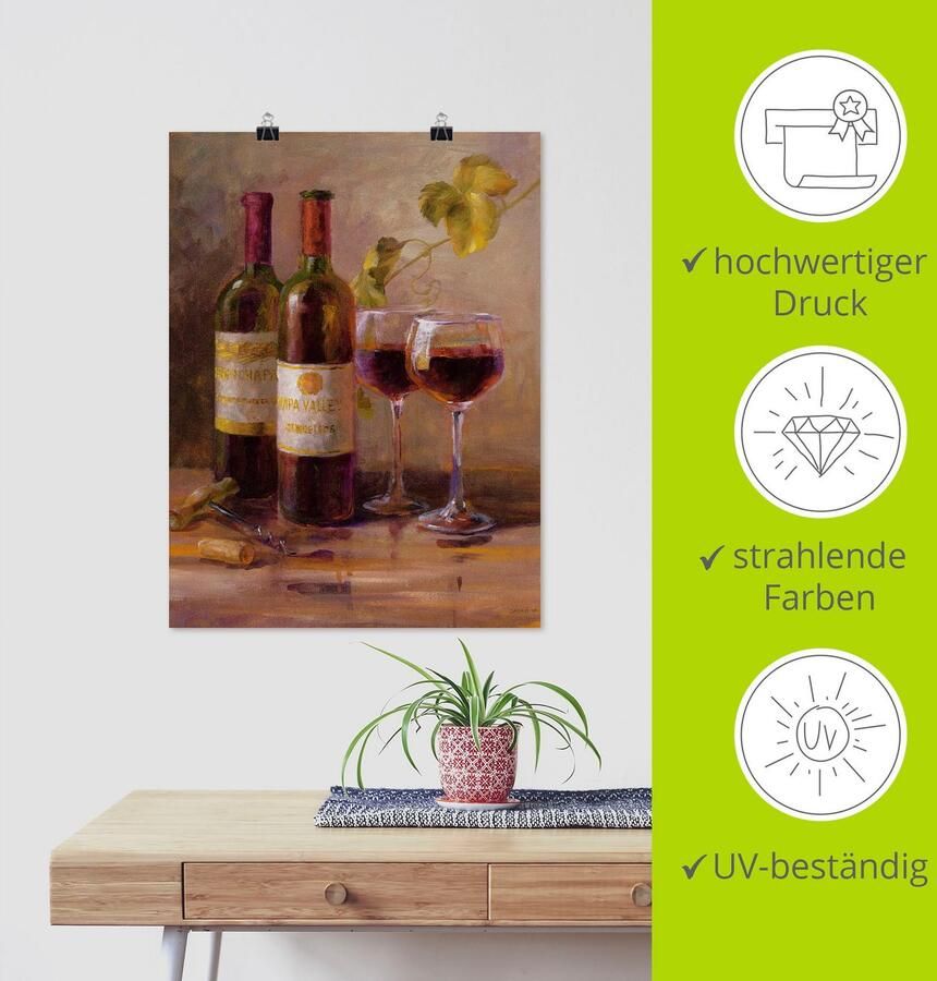 Artland Artprint Open wijn I als artprint op linnen poster muursticker in verschillende maten - Foto 3