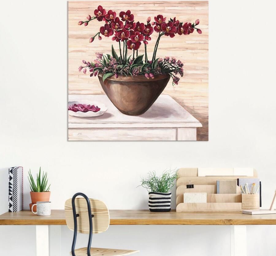 Artland Artprint Orchideeën in bordeaux als artprint van aluminium artprint op linnen muursticker verschillende maten - Foto 5