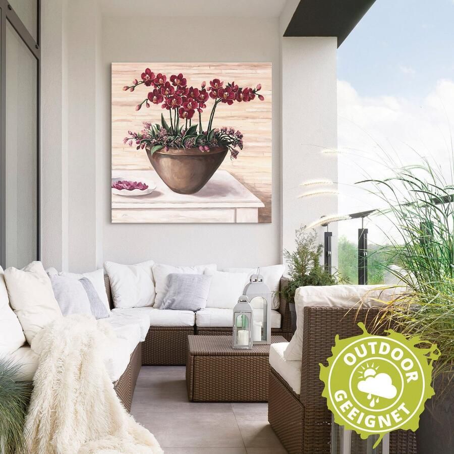 Artland Artprint Orchideeën in bordeaux als artprint van aluminium artprint op linnen muursticker verschillende maten - Foto 2