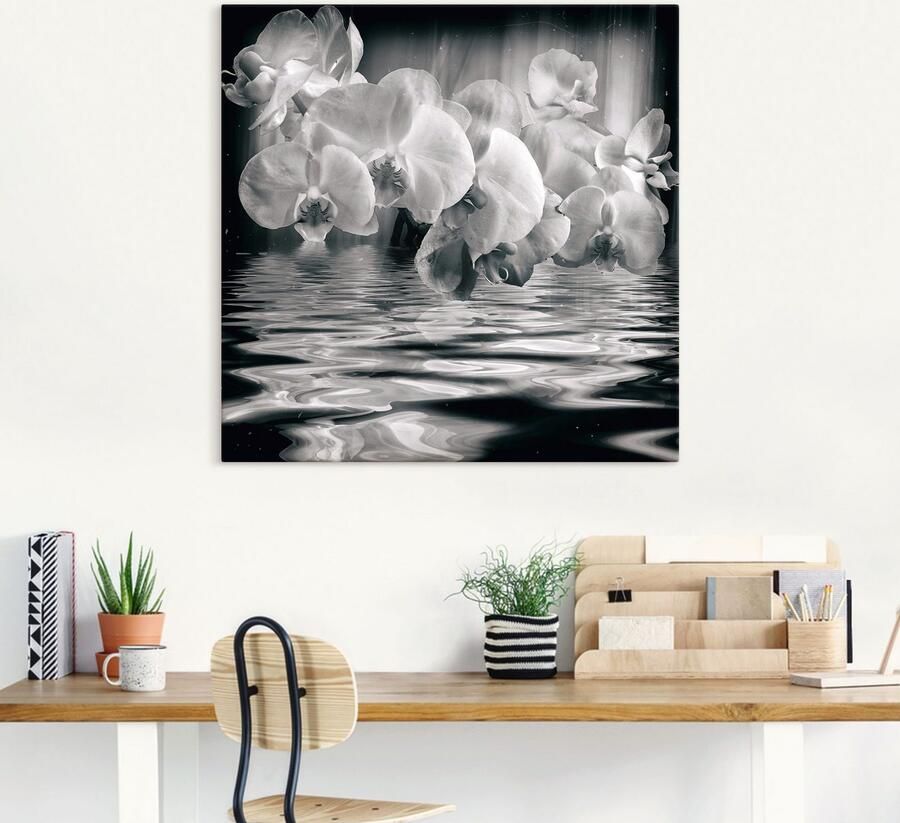 Artland Artprint Orchideeën monochroom als artprint op linnen muursticker in verschillende maten - Foto 4