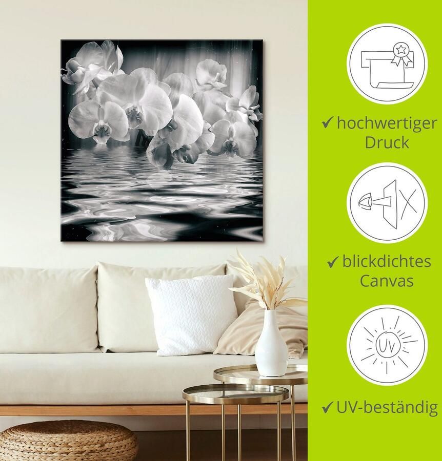 Artland Artprint Orchideeën monochroom als artprint op linnen muursticker in verschillende maten - Foto 3