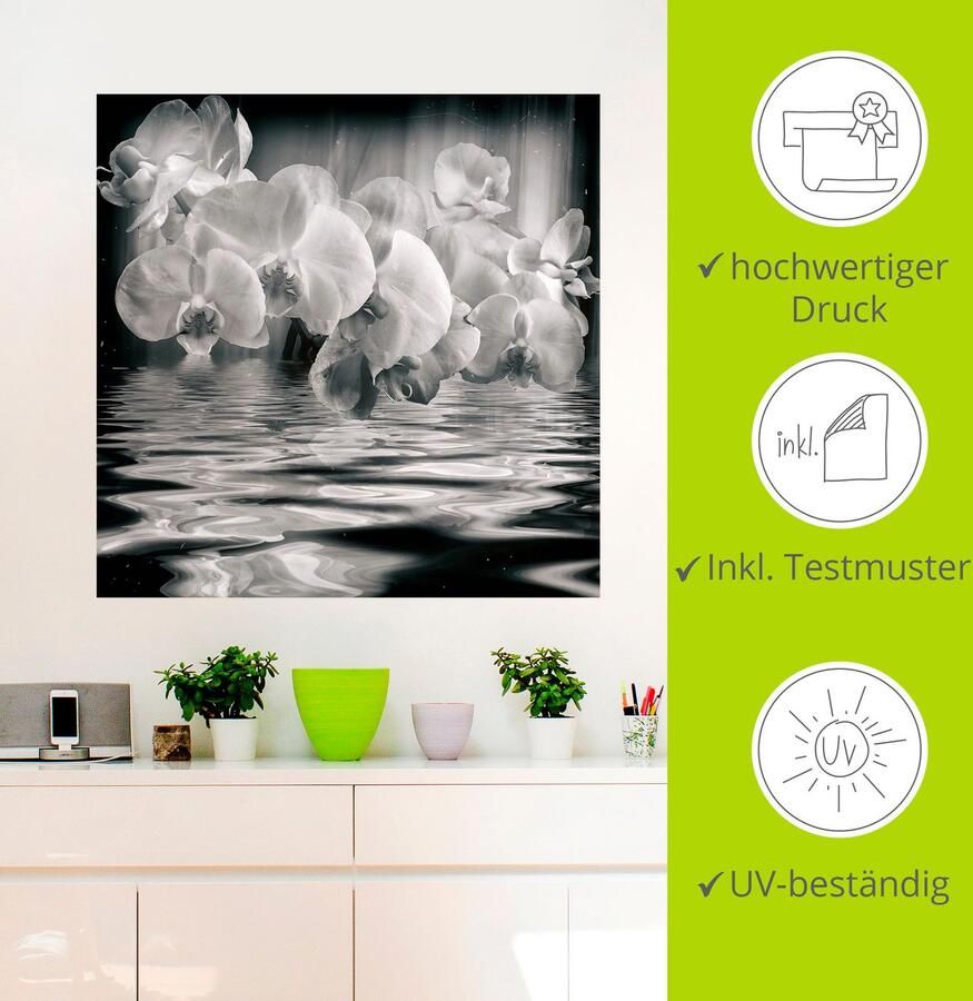 Artland Artprint Orchideeën monochroom als artprint op linnen muursticker in verschillende maten - Foto 3