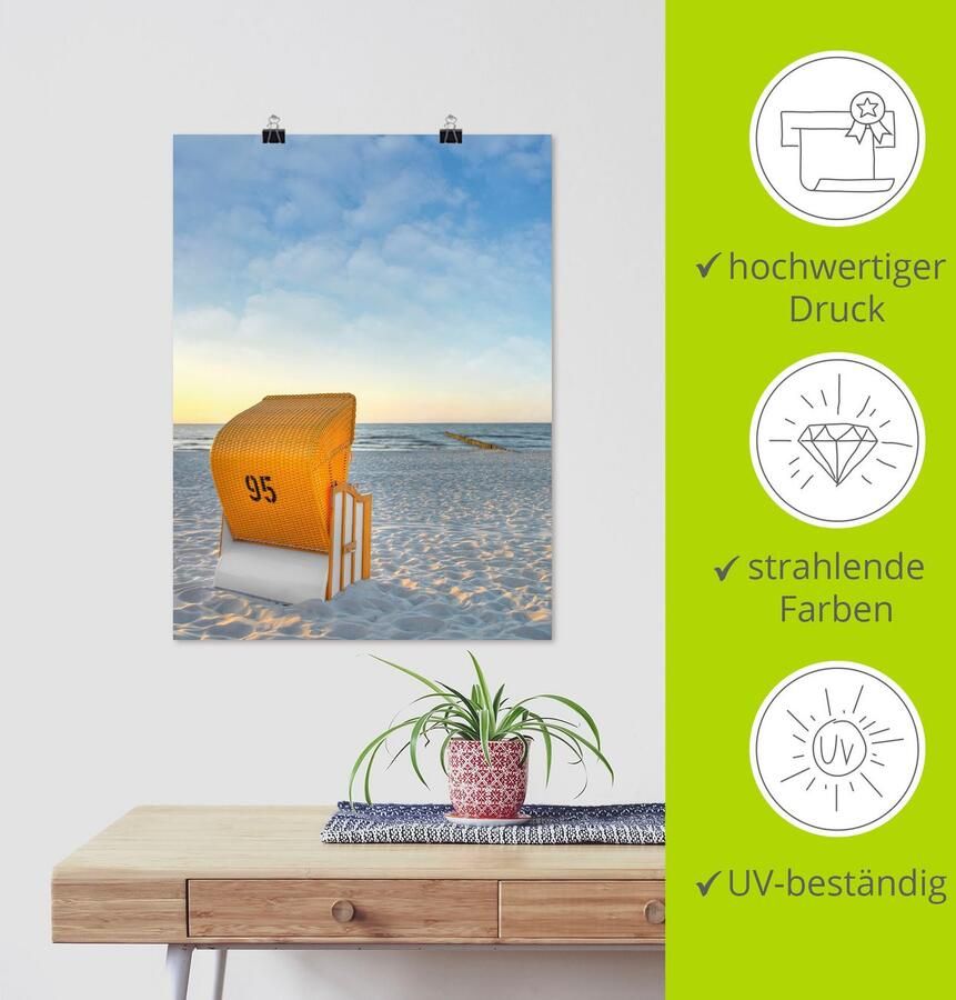 Artland Artprint Ostsee7 strandstoel als artprint van aluminium artprint voor buiten artprint op linnen poster in verschillende maten. maten - Foto 3