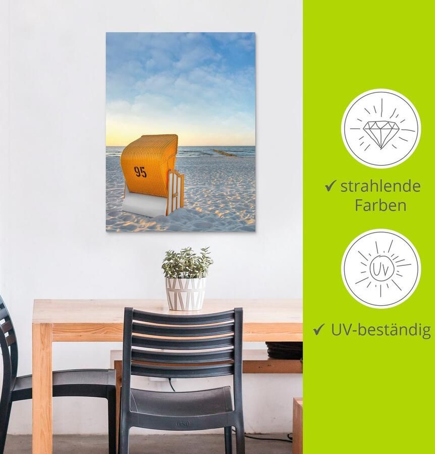 Artland Artprint Ostsee7 strandstoel als artprint van aluminium artprint voor buiten artprint op linnen poster in verschillende maten. maten - Foto 4