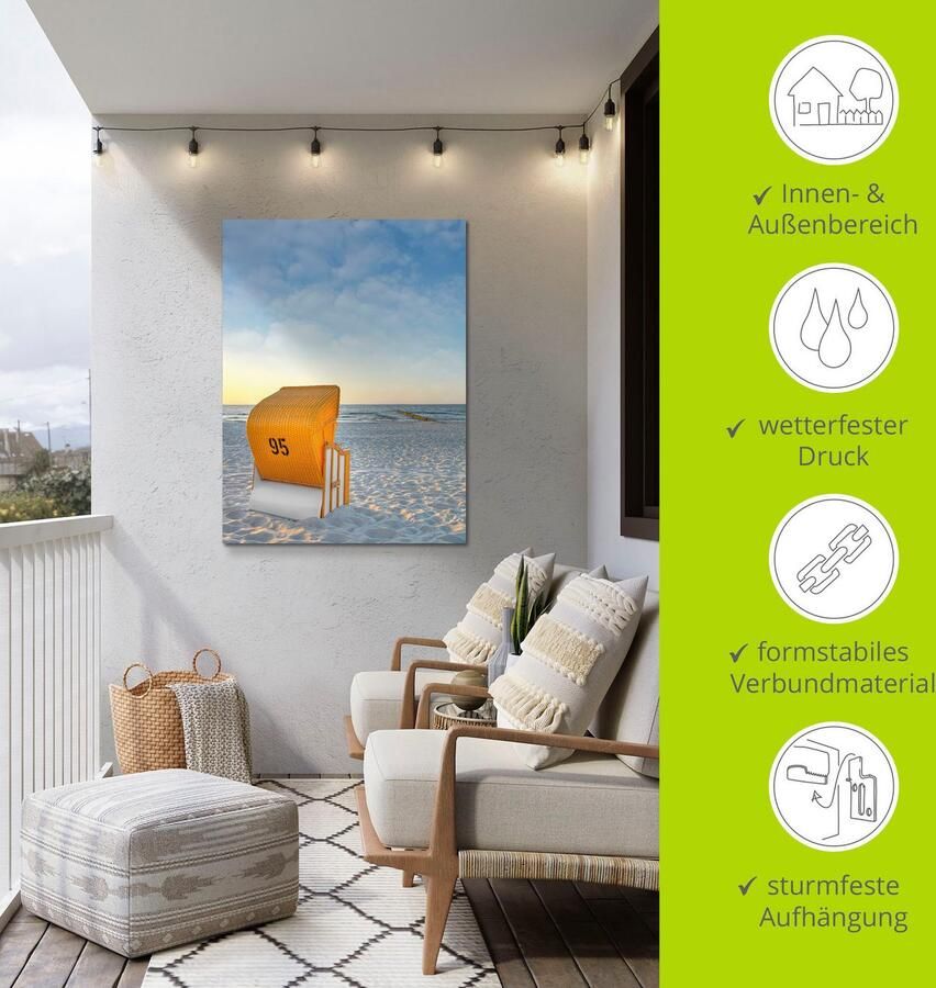 Artland Artprint Ostsee7 strandstoel als artprint van aluminium artprint voor buiten artprint op linnen poster in verschillende maten. maten - Foto 5