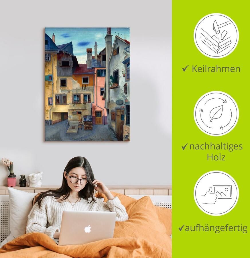 Artland Artprint Oude huizen in Lindau als artprint op linnen poster in verschillende formaten maten - Foto 2