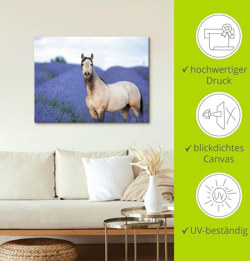 Artland Artprint Paard en bloemen III als artprint op linnen poster in verschillende formaten maten - Foto 3