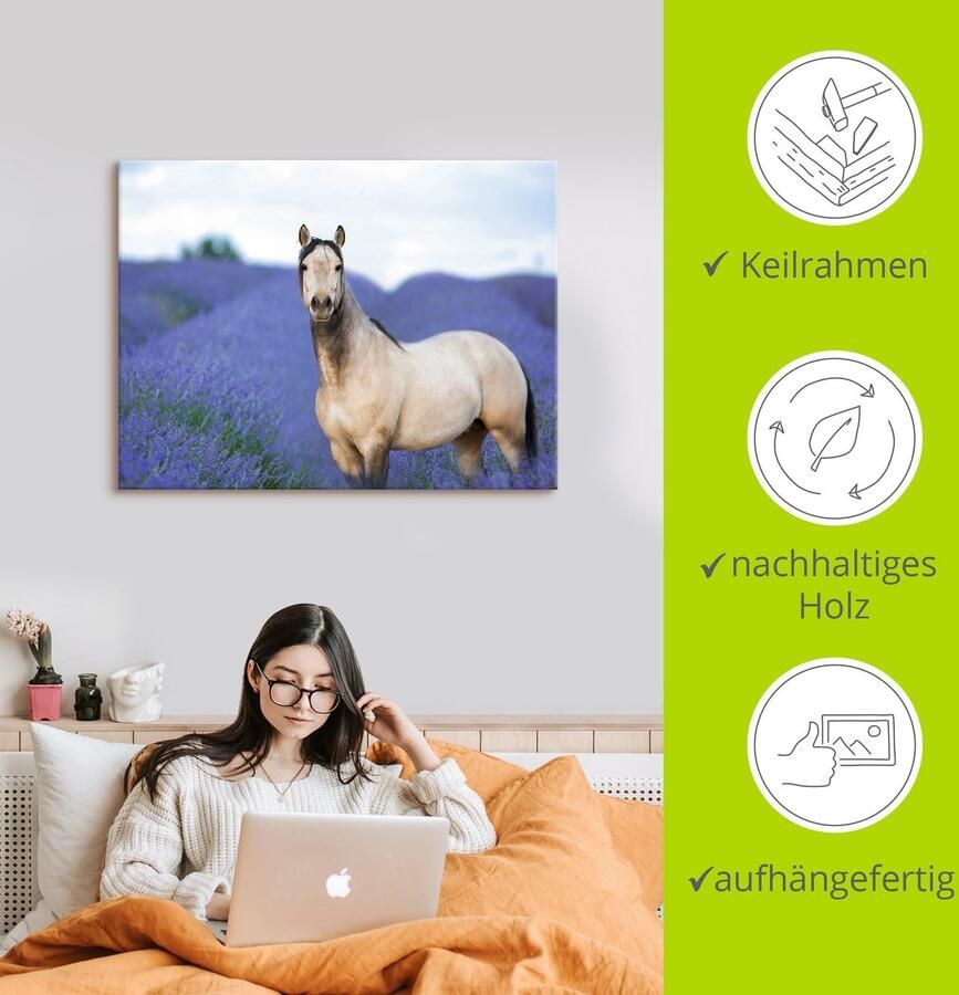 Artland Artprint Paard en bloemen III als artprint op linnen poster in verschillende formaten maten - Foto 2