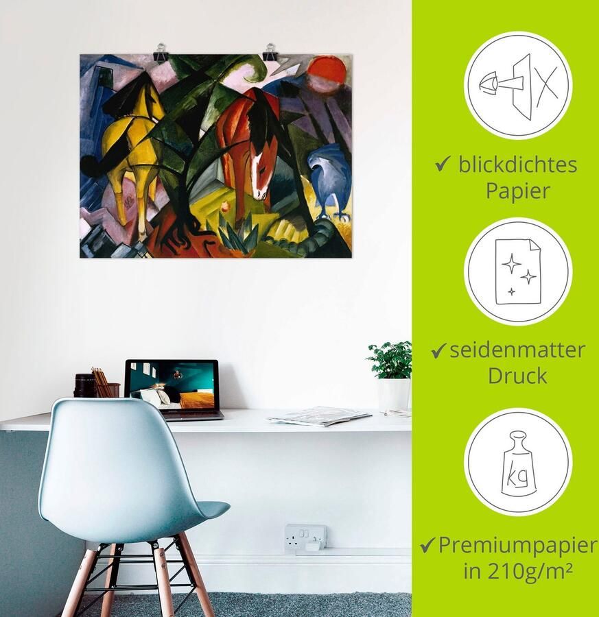 Artland Artprint Paarden en adelaar. 1912 als artprint op linnen poster in verschillende formaten maten - Foto 2