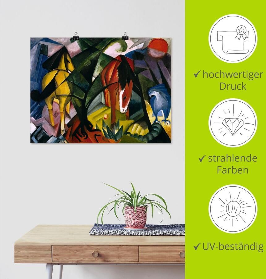 Artland Artprint Paarden en adelaar. 1912 als artprint op linnen poster in verschillende formaten maten - Foto 3