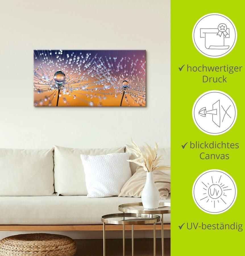 Artland Artprint Paardenbloemen dauwdruppel als artprint van aluminium artprint voor buiten artprint op linnen poster muursticker - Foto 3