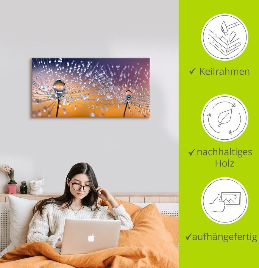 Artland Artprint Paardenbloemen dauwdruppel als artprint van aluminium artprint voor buiten artprint op linnen poster muursticker - Foto 2