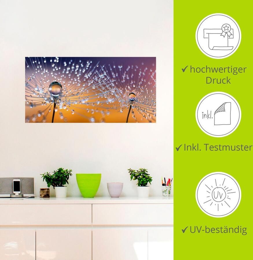 Artland Artprint Paardenbloemen dauwdruppel als artprint van aluminium artprint voor buiten artprint op linnen poster muursticker - Foto 2