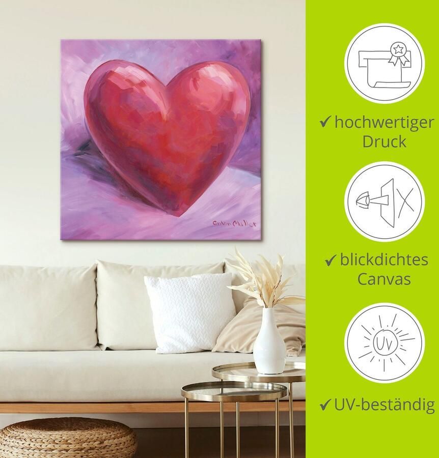 Artland Artprint Paars Hart als artprint op linnen poster in verschillende formaten maten - Foto 3