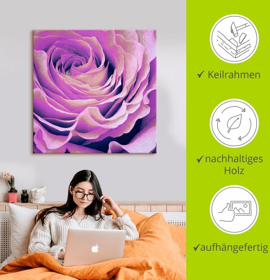 Artland Artprint Paars Roos als artprint op linnen poster in verschillende formaten maten