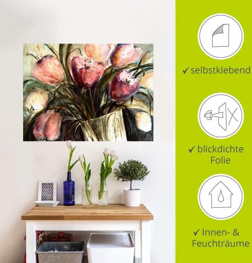 Artland Artprint Paars Tulpen in vaas als artprint op linnen poster muursticker in verschillende maten - Foto 3