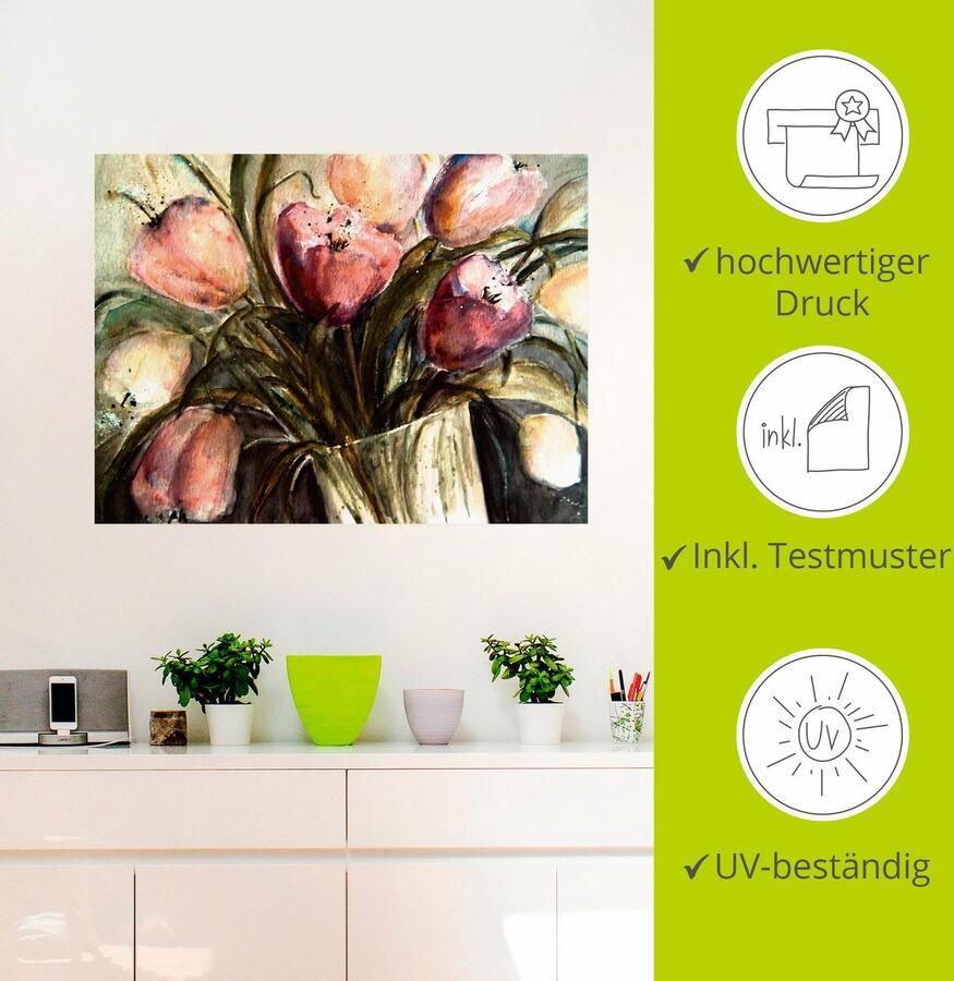 Artland Artprint Paars Tulpen in vaas als artprint op linnen poster muursticker in verschillende maten - Foto 2