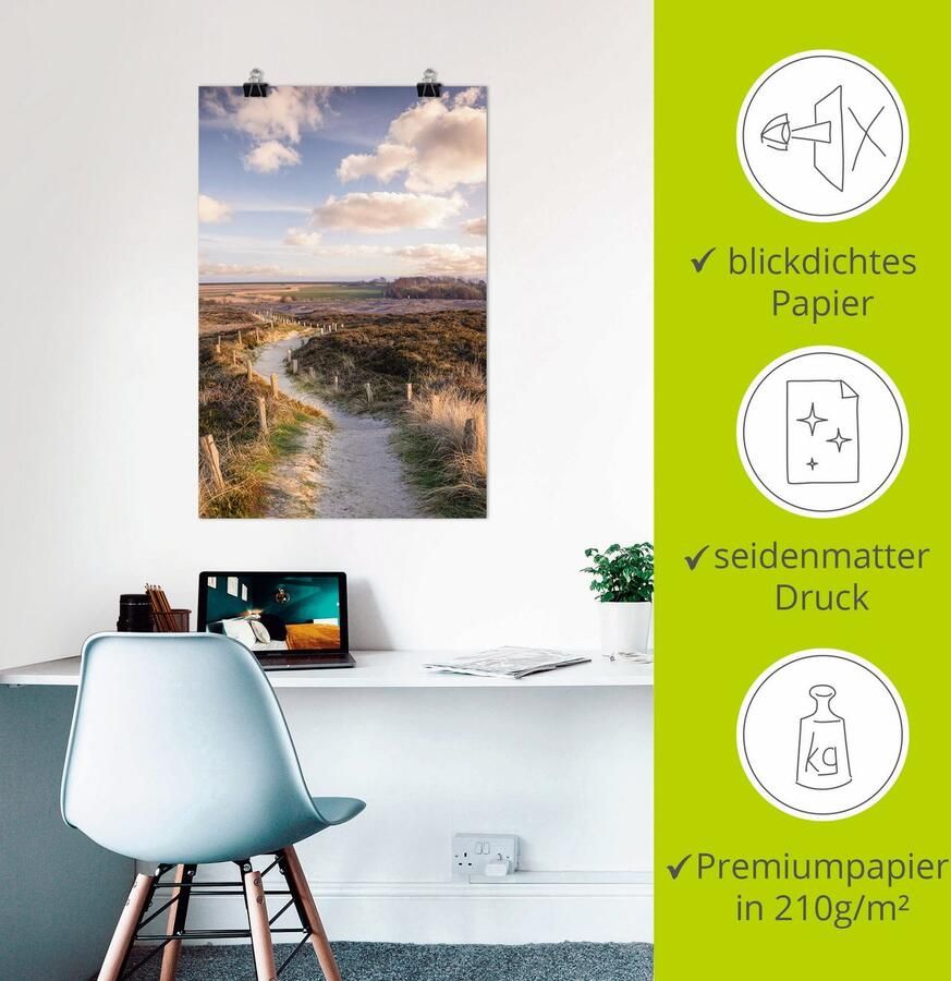 Artland Artprint Pad door Morsum Cliff Nature Reserve als artprint op linnen poster in verschillende formaten maten - Foto 3