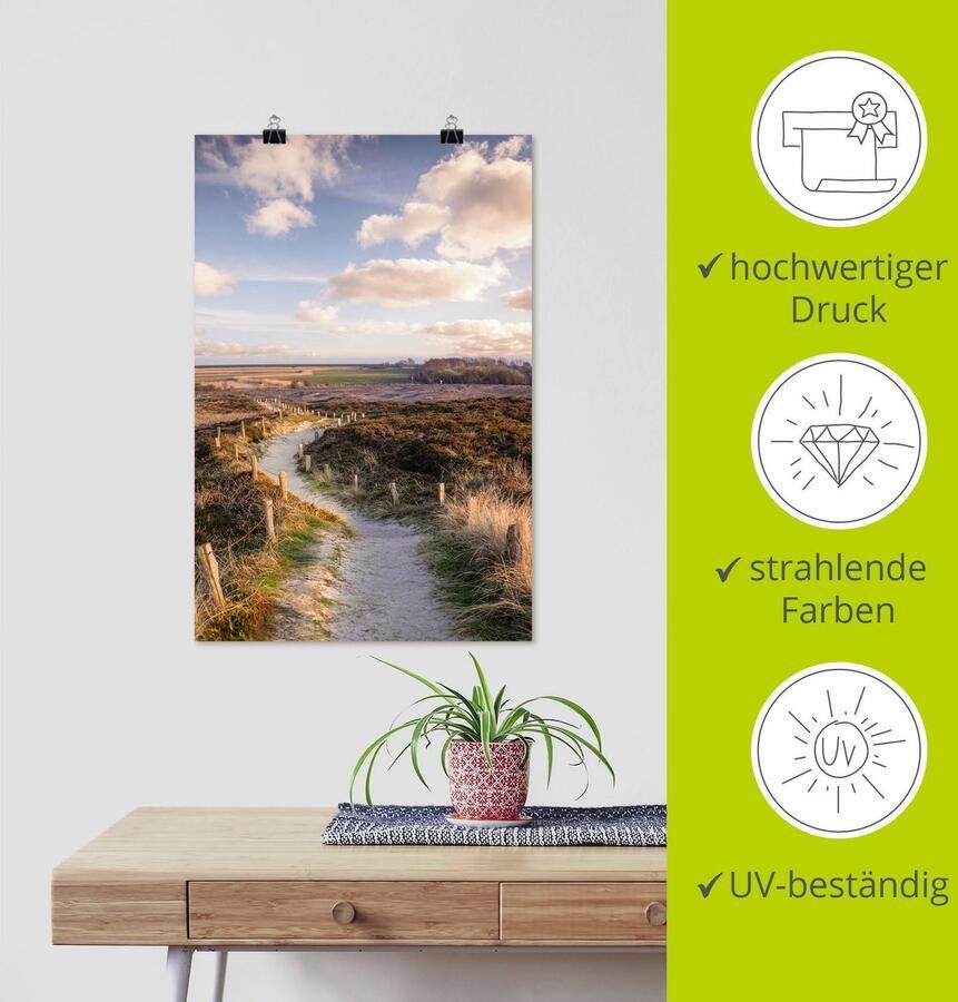 Artland Artprint Pad door Morsum Cliff Nature Reserve als artprint op linnen poster in verschillende formaten maten - Foto 5