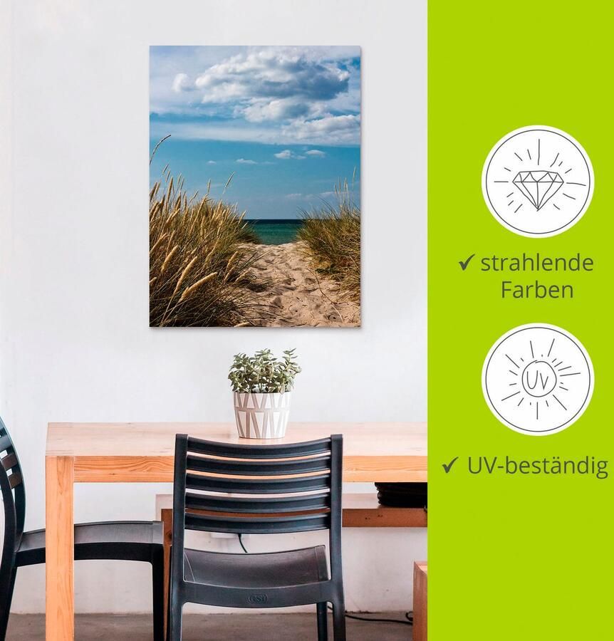 Artland Artprint Pad naar het strand aan de Oostzee Denemarken 9 als aluminiumfoto buitenfoto in verschillende maten - Foto 2