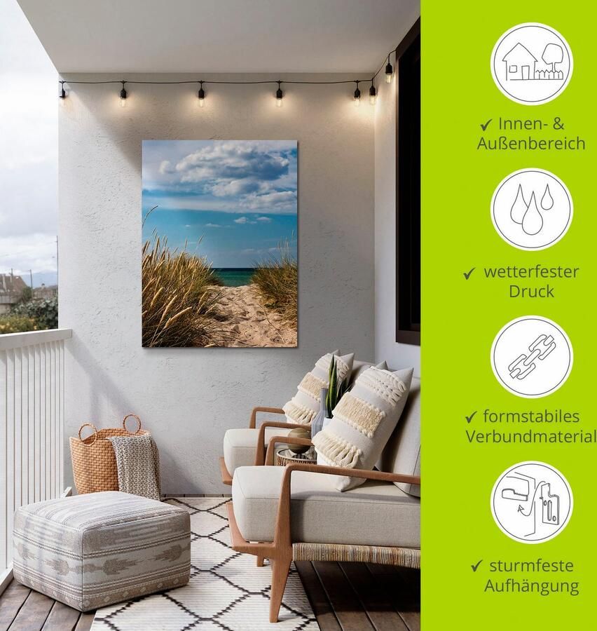 Artland Artprint Pad naar het strand aan de Oostzee Denemarken 9 als aluminiumfoto buitenfoto in verschillende maten - Foto 3