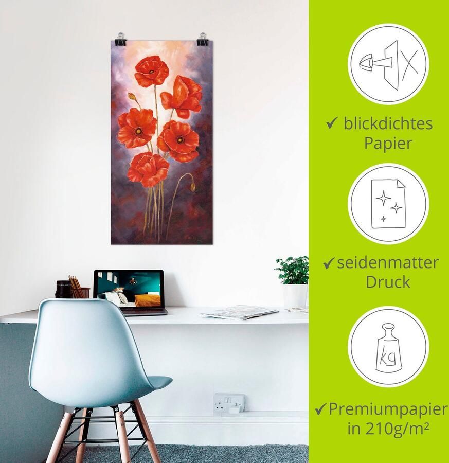 Artland Artprint Papaver V als artprint op linnen poster in verschillende formaten maten - Foto 3