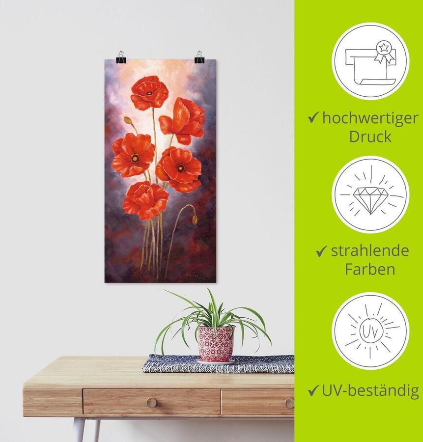 Artland Artprint Papaver V als artprint op linnen poster in verschillende formaten maten - Foto 4