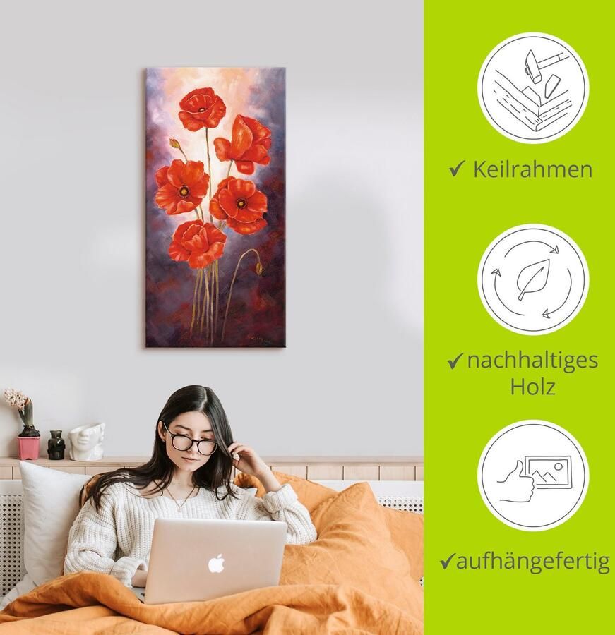 Artland Artprint Papaver V als artprint op linnen poster in verschillende formaten maten - Foto 3