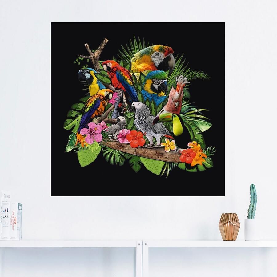 Artland Artprint Papegaaien Grijze Papegaai Kaketoe Jungle als artprint van aluminium artprint voor buiten artprint op linnen poster muursticker - Foto 2