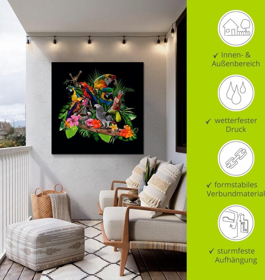 Artland Artprint Papegaaien Grijze Papegaai Kaketoe Jungle als artprint van aluminium artprint voor buiten artprint op linnen poster muursticker - Foto 5