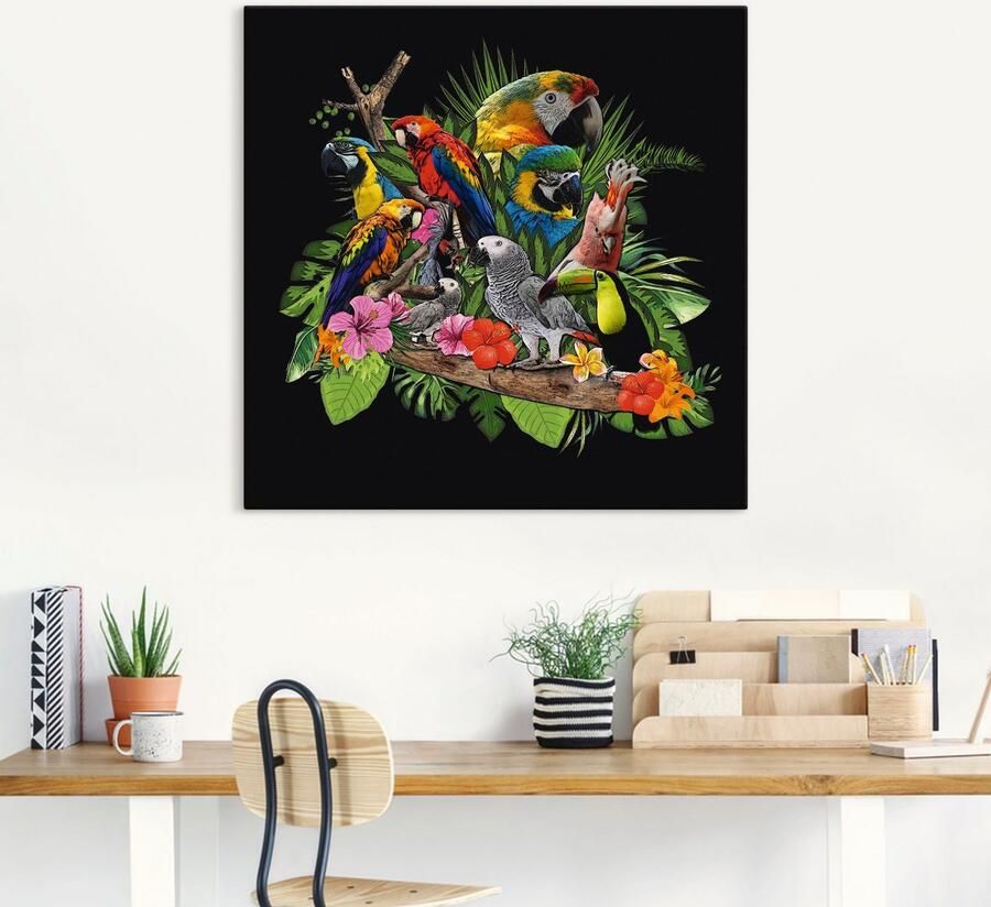 Artland Artprint Papegaaien Grijze Papegaai Kaketoe Jungle als artprint van aluminium artprint voor buiten artprint op linnen poster muursticker - Foto 6