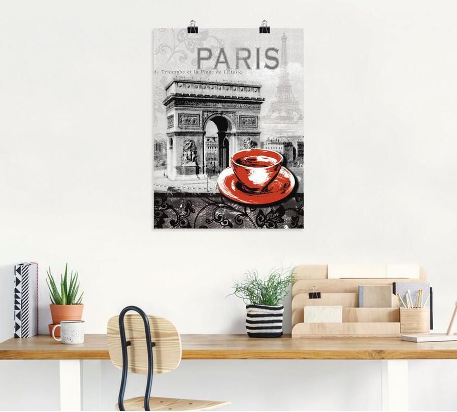 Artland Artprint Parijs Café au lait als artprint van aluminium artprint voor buiten artprint op linnen poster muursticker - Foto 4
