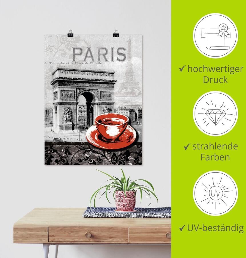 Artland Artprint Parijs Café au lait als artprint van aluminium artprint voor buiten artprint op linnen poster muursticker - Foto 3