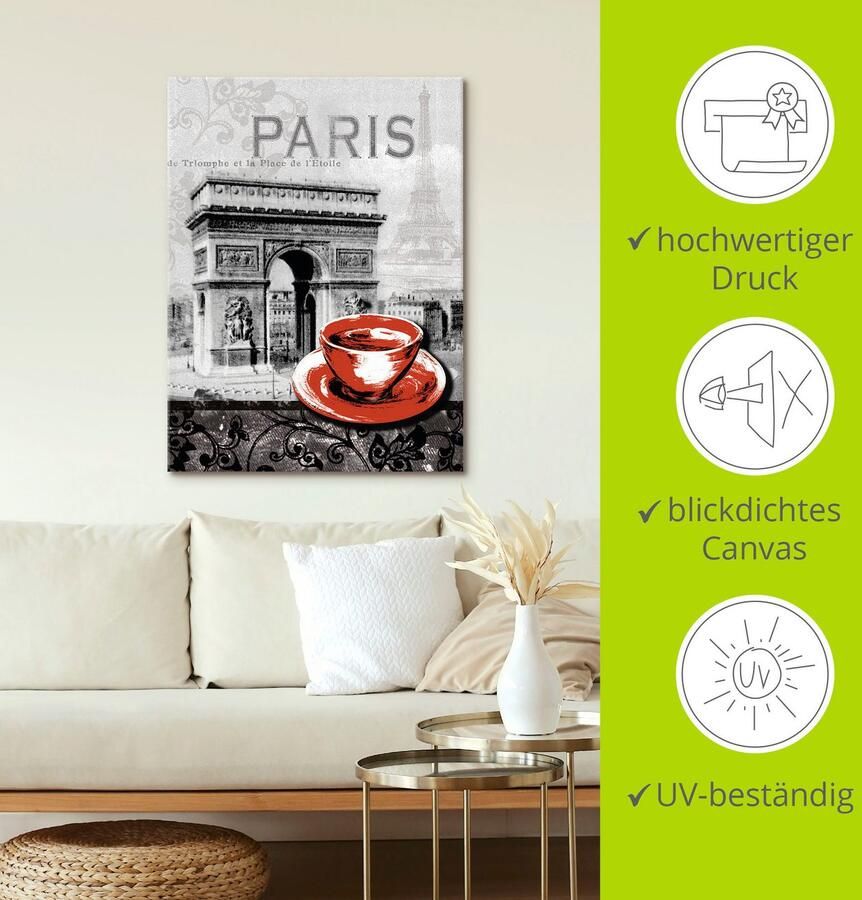Artland Artprint Parijs Café au lait als artprint van aluminium artprint voor buiten artprint op linnen poster muursticker - Foto 4