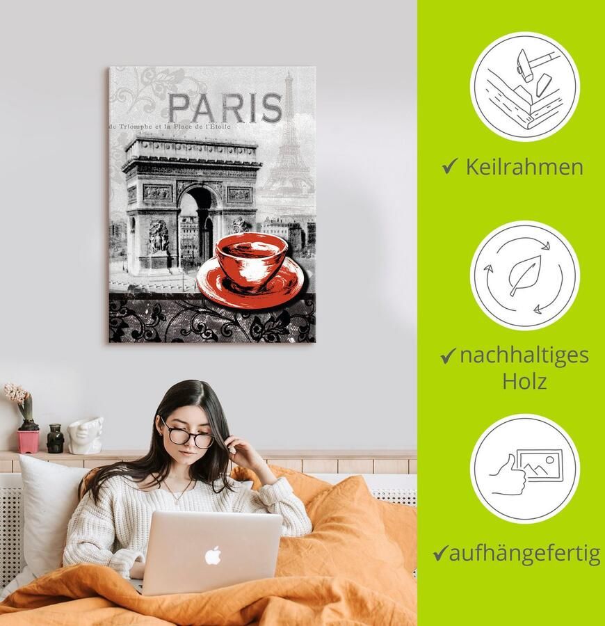 Artland Artprint Parijs Café au lait als artprint van aluminium artprint voor buiten artprint op linnen poster muursticker - Foto 3