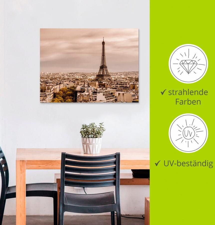 Artland Artprint Parijs Eiffeltoren I als artprint van aluminium artprint op linnen muursticker verschillende maten - Foto 2